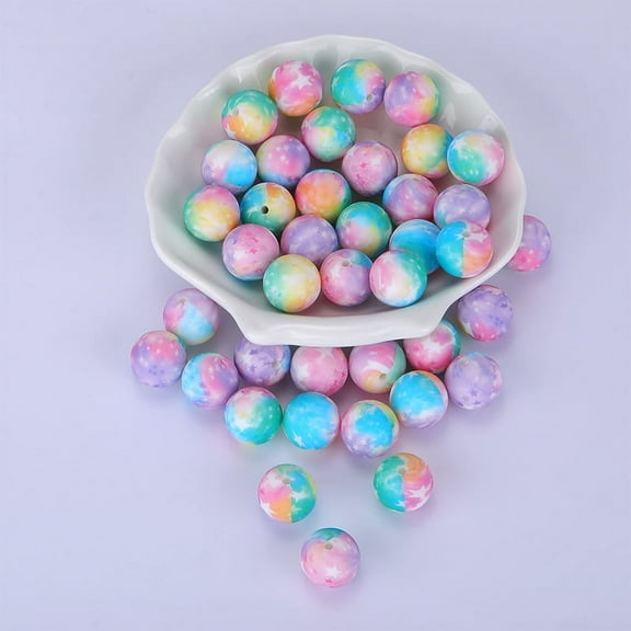 Printed Round Silicone Focal Beads 15x15mm Hole: 2mm