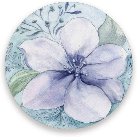 Printed Round Watercolor Flower Ceramic Coasters with Cork-Backed for Coffee Drink Cup Mat Absorbent Stone Coaster Set of 1/2/4
