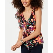 Printed Ruffle Blouse Scarf Floral S