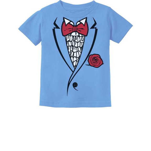 Printed Ruffled Tuxedo Suit With Red Bow Tie Boys Toddler Infant Kids T-Shirt 12M California Blue