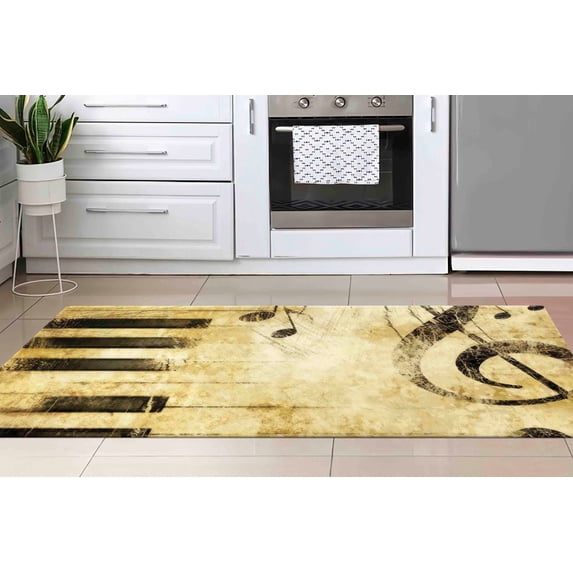Printed Rug, Outdoor Rug, Soft Rug, Gift Rug, Treble Clef Rugs, Brown Rugs, Music Room Rugs, Car Mat, Soft Rug, Door Mat, Kitchen Rug, 3.3'x9.2' - 100x280 cm