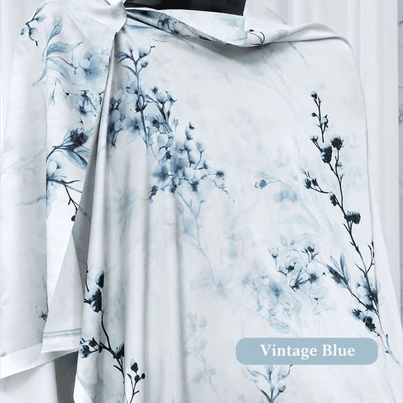 Printed Satin Fabric by The Yard, Faux Silk Floral Fabric for Dresses, Skirts, Formal Wear and DIY Sewing