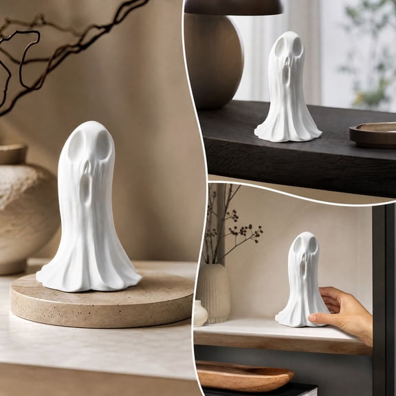 Printed Screaming Ghost Statue Abstract Spooky Ghost Figurine Halloween Desktop Decor Ornament - White Ghost Sculpture For Home Shelf Table Decor, Printed Screaming Ghost Statue Abstract Spooky