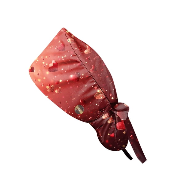 Printed Scrub Caps for Men and Women with Buttons, Adjustable Helps Reduce Static Buildup Medical Hats, Breathable Surgical Caps with Sweatband for Long Hours 2025 Vermilion Free