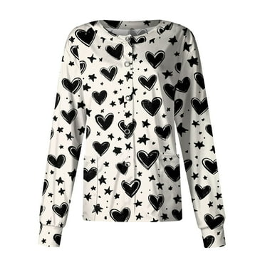 Printed Scrub Jackets for Women Long Sleeve Plus Size Workout Scrub Tops Graphic Nursing Jackets for Nurses