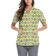 thumbnail image 1 of Printed Scrub Top Womens，Easter Scrub Tops Women Bunny Egg Hunt Print Short Sleeve V Neck Stretchy Holiday Nurse Working Uniform Scrubs Sets，Yellow，XXXXXL, 1 of 4