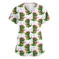 thumbnail image 1 of Printed Scrub Tops,Women's V-Neck Valentine's Day Print Short-Sleeve Pocket Side-Slit Nursing Scrub Top - Cyan - XXL, 1 of 6