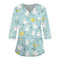 thumbnail image 1 of Printed Scrubs For Women，Easter Scrub Tops Women Bunny Egg Hunt Print Medical Scrub Tops Holiday Working Uniform Happy New Year 2026，Light Blue，M, 1 of 4