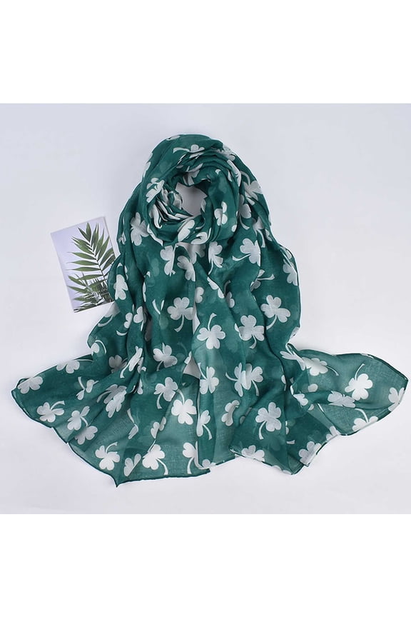 Printed Silk Scarves Four Print Scarf For Women St Day Womens Shawl Scarf Lightweight Scarves Soft Wrap For Fall Winter,Green ST Patricks Day Polyester Scarf