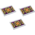 thumbnail image 1 of Set of 3 Slim & Minimalist Metal Dual Slot Business Card Holder Unisex Case With Printed Insert (Purple Floral), 1 of 3