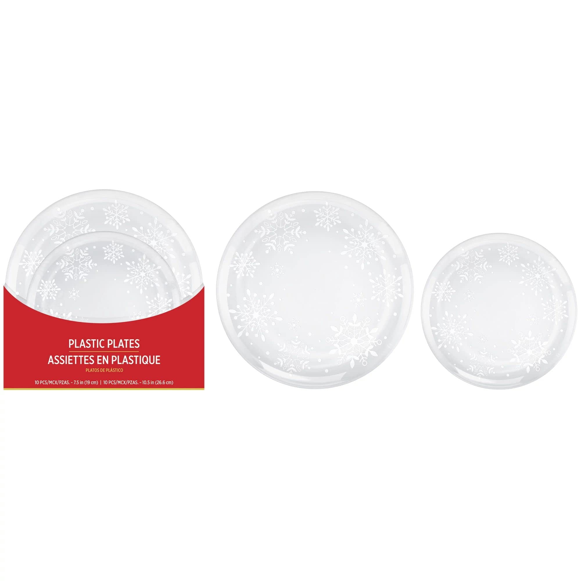 Clear Plastic Snowflake Salad and Dessert Plates Set