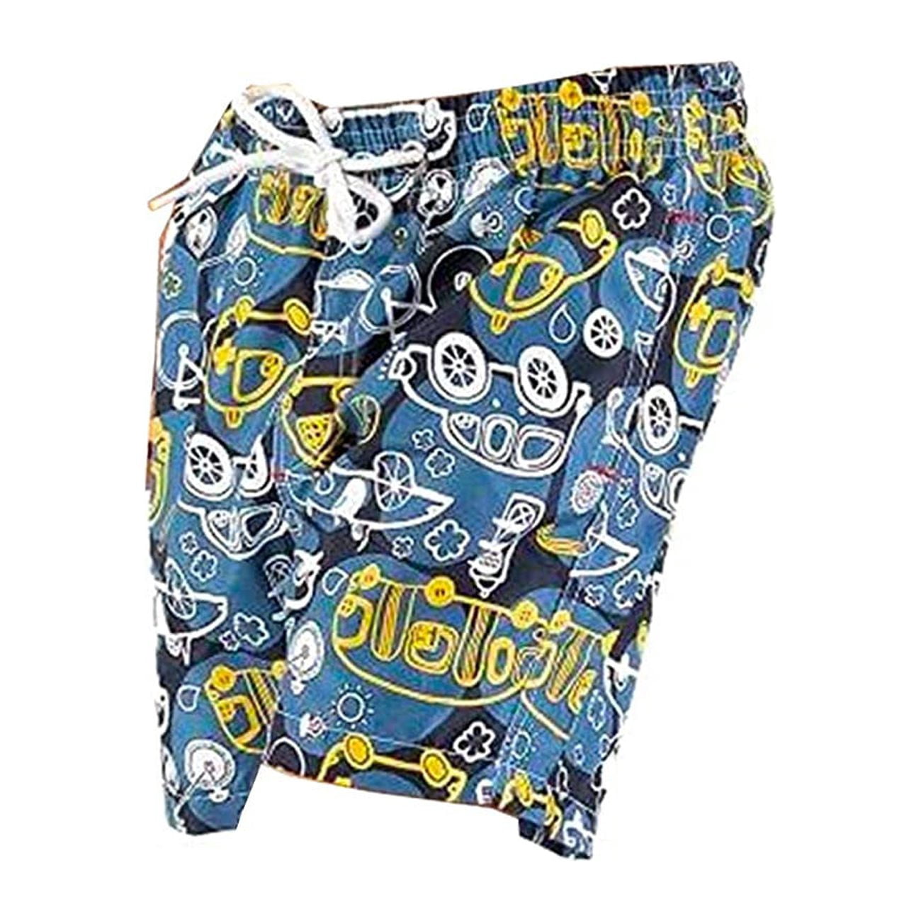 Printed, Solid & Fluorescent Colored Quick Dry Swim Shorts for Boys and Girls, Swim Trunks, Bathing Suits, Swimwear, Swim Shorts for Kids, Blue (Printed), 11-12T