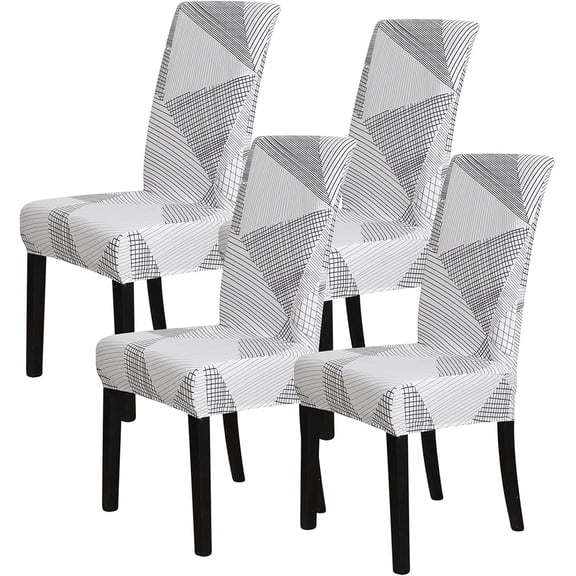 Printed Stretchable Parson Chair Covers for Dining Room Set of 4,Pattern Stretch Dining Chair Slipcover Washable Removable for Kitchen,Hotel,Restaurant,Ceremony Universal Size(4PCS,Geometric)