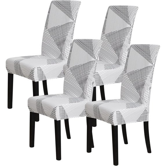 Printed Stretchable Parson Chair Covers for Dining Room Set of 4,Pattern Stretch Dining Chair Slipcover Washable Removable for Kitchen,Hotel,Restaurant,Ceremony Universal Size(4PCS,Geometric)