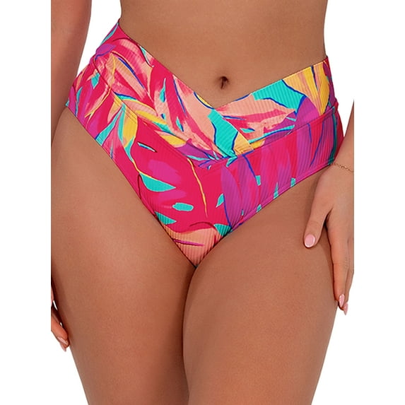 Printed Summer Lovin' V-Front Bikini Bottom Swimsuit