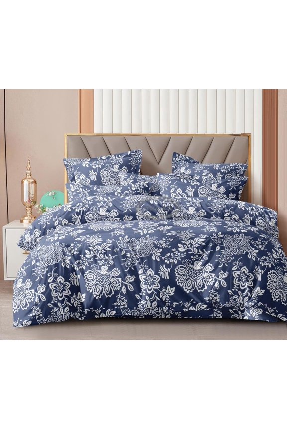 Printed Super King Size Double Bedsheet With Two Pillow Covers - 108 X 108 Inches, Blue | Smooth To Touch, Breathable & Long Lasting - Ideal For Everyday Comfort