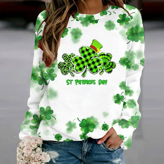 Printed T-Shirt Long Sleeves Blouse Crew Neck Leisure Birthday Items for Women, Tops, Clothes, Home, Sale Clothing, Women Clothes All Dept, Especiales de Walmart en Ropa de Mujeres