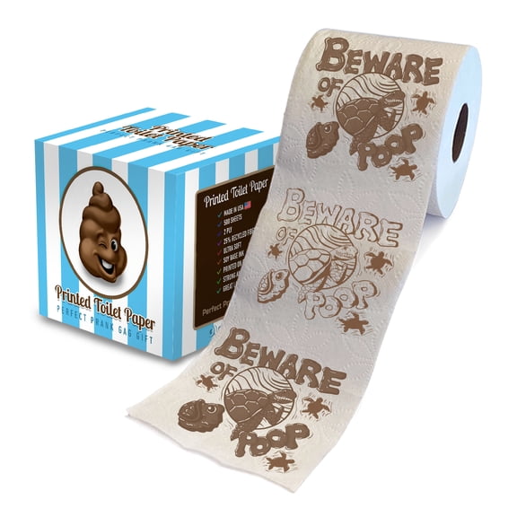 Printed TP Beware of Sea Turtle Poop Printed Toilet Paper Gag Gift  Funny Toilet Paper Roll For Prank, Surprise, Bathroom Decor, Novelty Gift For Men, Women, Friends, Birthday Party  500 Sheets