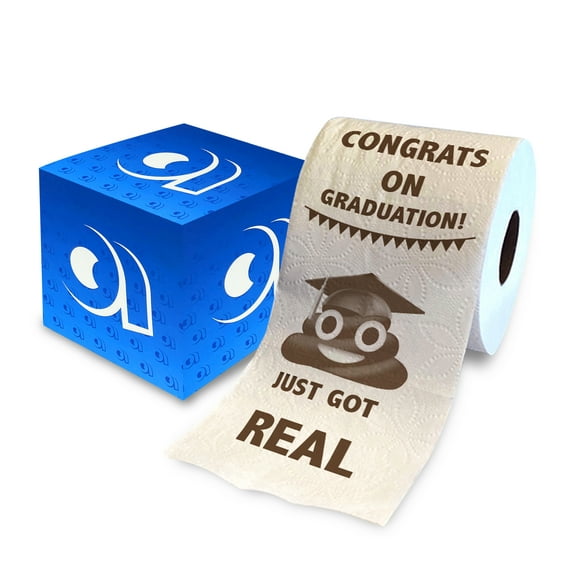 Printed TP Congrats on Graduation Printed Toilet Paper Gag Gift - Funny Toilet Paper Roll for Best Pranks, Surprise, Bathroom Decor, Novelty Happy Graduation Gift for Graduate - 500 Sheets