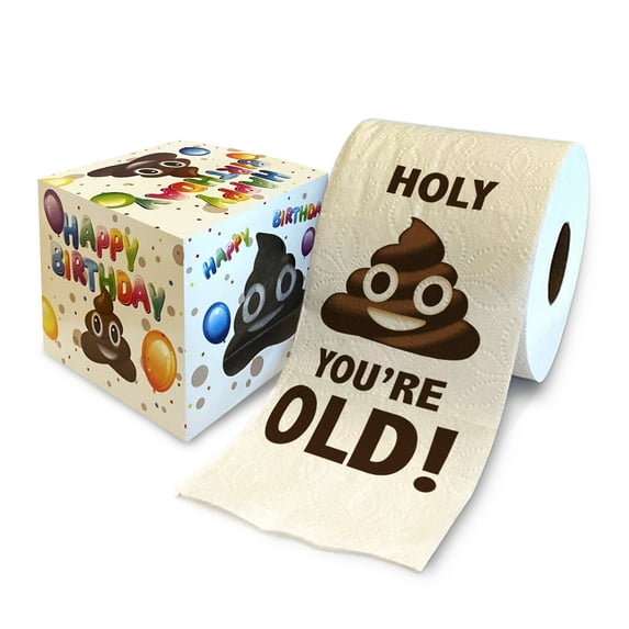 Printed TP Holy Poop You're Old Printed Toilet Paper Gag Gift – Happy Birthday Funny Toilet Paper For Best Prank, Surprise, Bathroom Décor, Novelty Birthday Fun Gift For Men or Women - 500 Sheets