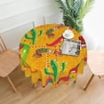 thumbnail image 1 of Printed Table Cloth Round Tablecloths 60 Inch Water Resistant Spill Proof Washable Polyester Tablecloth Mexican Pattern with Cactus hat chill Decorative Table Cover for Dining Table, Parties,Kitchen, 1 of 6