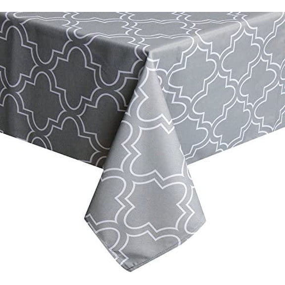 Printed Tablecloths for Rectangle Tables, Light Grey Table Cloth Rectangular 60-Inch by 84-Inch