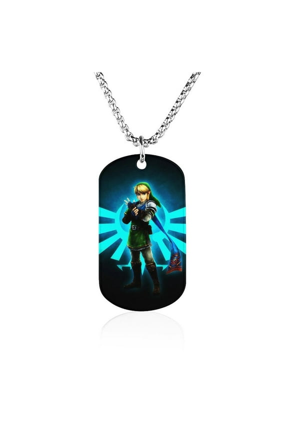 Printed Tag Stainless Steel Necklace, The Legend of Zelda Pendant Chain Best Gift for Men Women Decoration