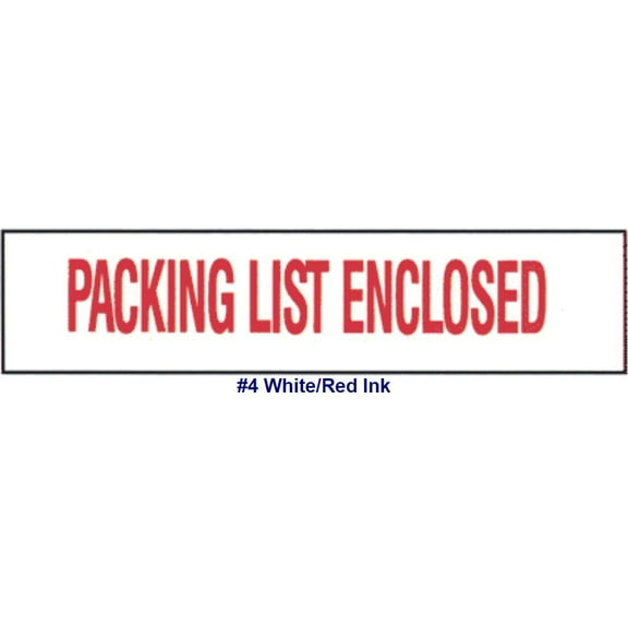 Printed Tape "Packing List Enclosed" 3"W x 3000' - Case of 4 Machine Rolls