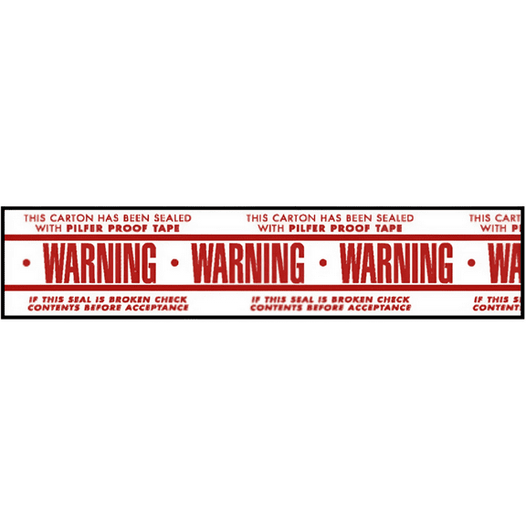 Printed Tape "Warning Pilfer Proof Tape" 2"W x 165' - Case of 36 Rolls