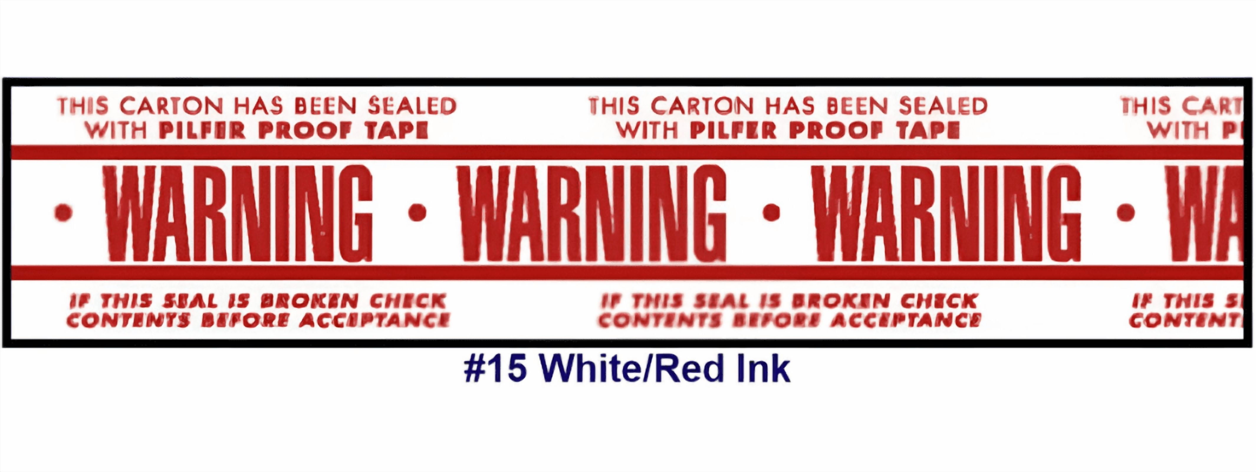 Printed Tape "Warning Pilfer Proof Tape" 2"W x 330' - Case of 36 Rolls