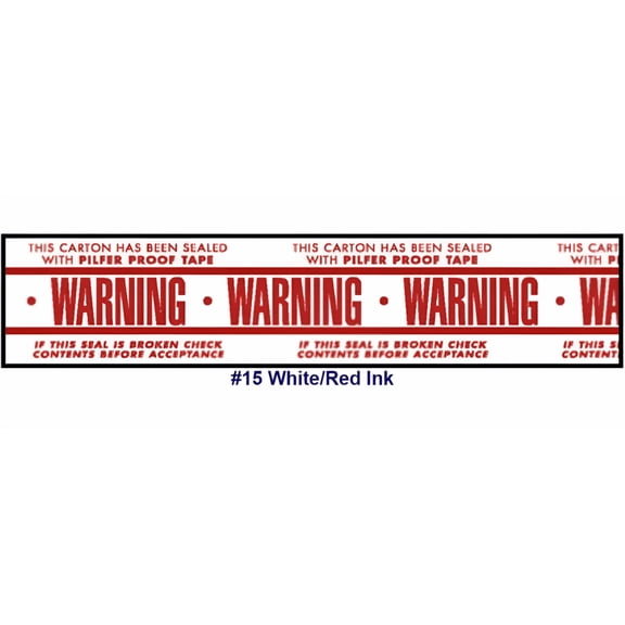 Printed Tape "Warning Pilfer Proof Tape" 2"W x 330' - Case of 36 Rolls