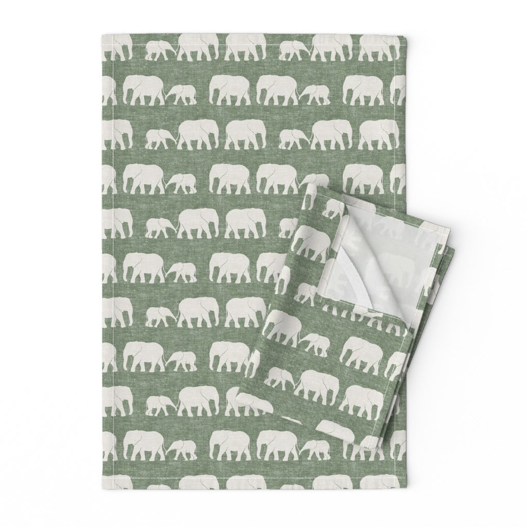 Green Navy Kitchen Tea Towels 18x28 in 100% Cotton for Craft