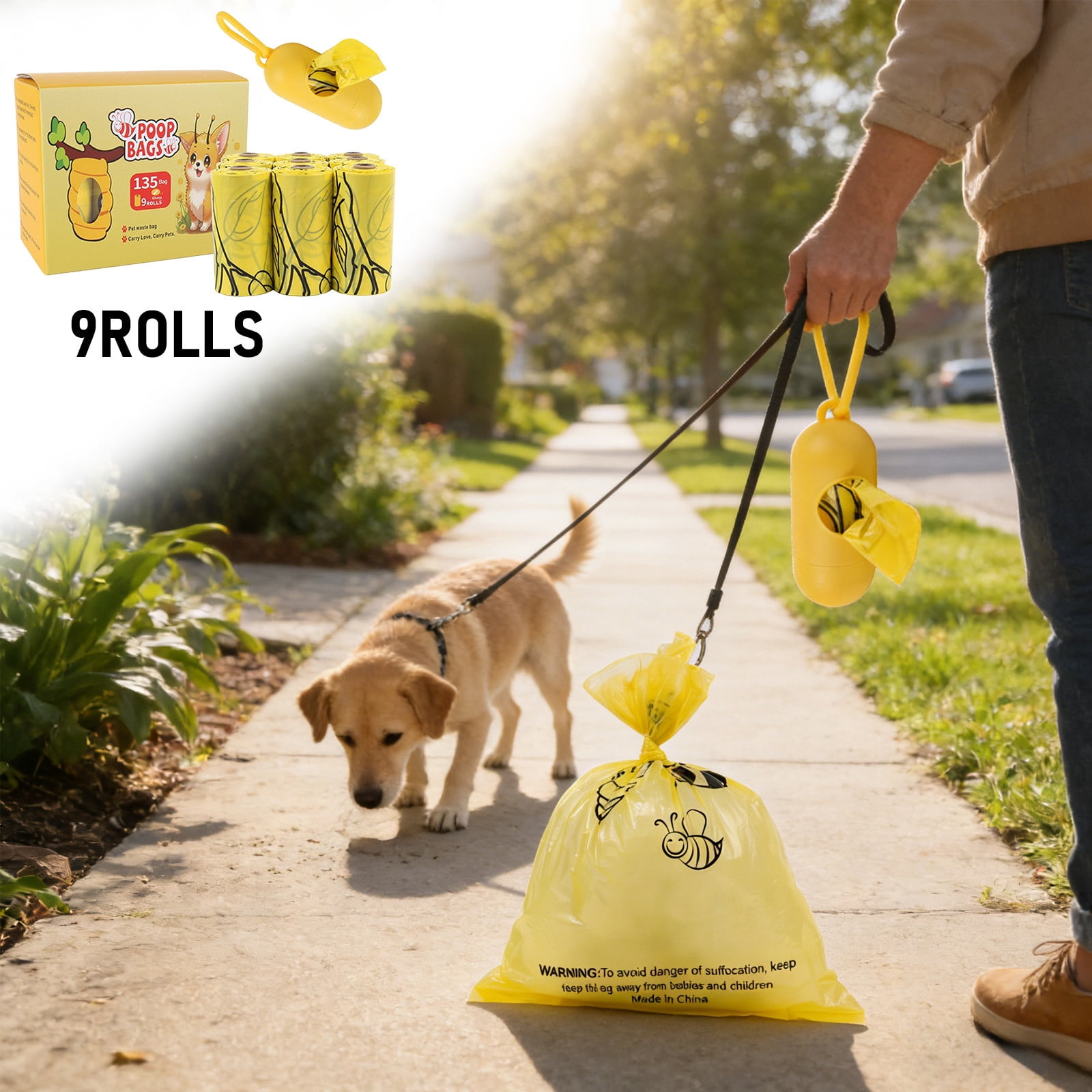 Printed Thickened Small Pet Waste Bags for Outdoor Dog Walking Poop Bags Eco-Friendly Material Leak-Proof Design Portable Dispenser