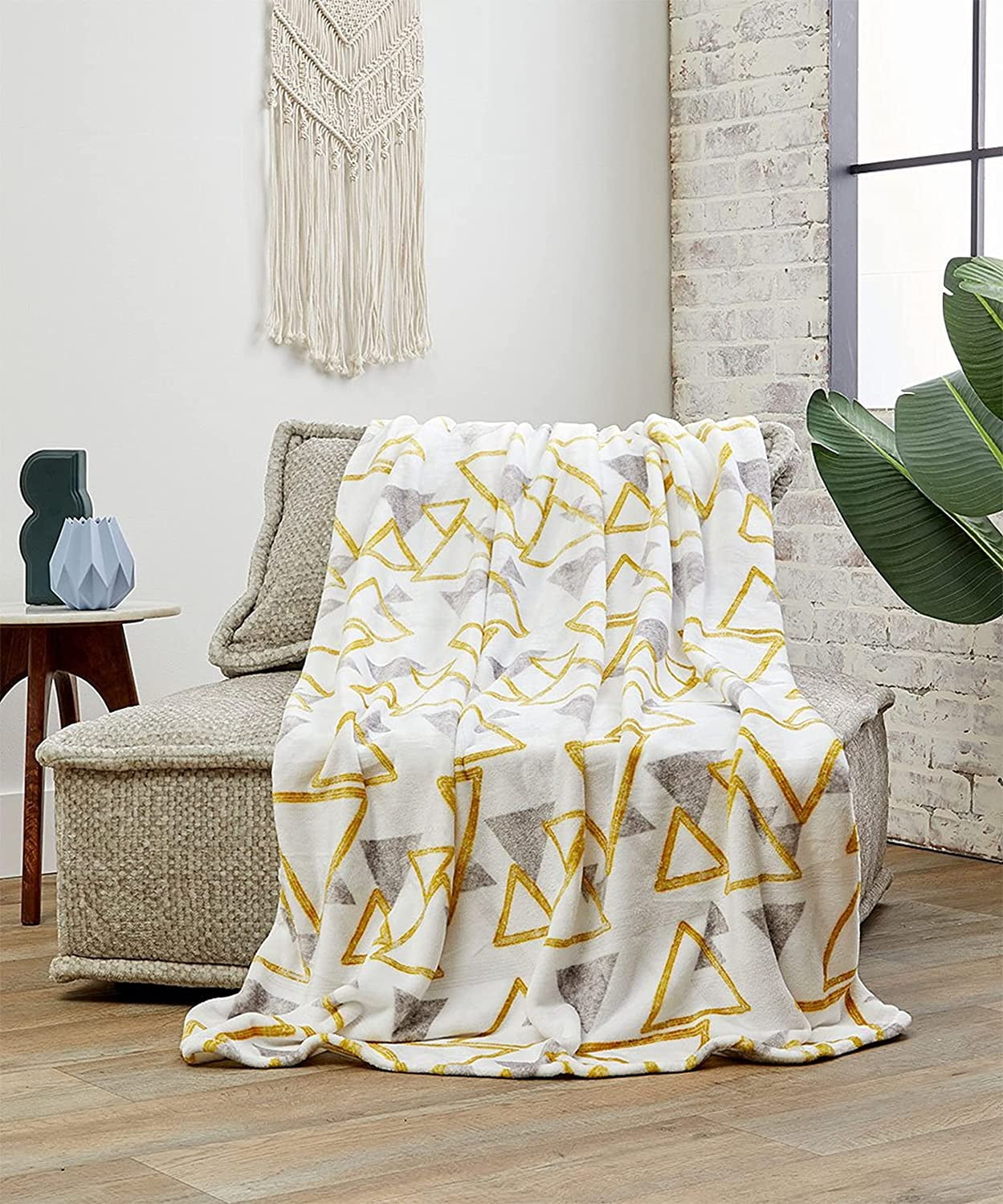 Printed Throw Oversized Blanket Luxury Soft Plush Pretty Geometric Design Home Decor Fuzzy Warm Cozy for Bedding Couch Gift 50 x70 Elon