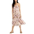thumbnail image 1 of Printed Tiered Midi Dress Pink Carnation Combo 16, 1 of 1