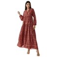 thumbnail image 1 of Printed V-Neck Maxi Dress with Buttons, 1 of 6