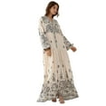 thumbnail image 1 of Printed V-neck Maxi Dress with Button Detail, 1 of 4