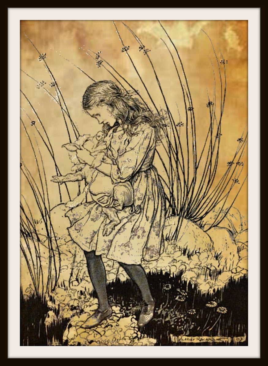 Printed Vintage Nursery Art Image Alice in Wonderland by Arthur Rackham ...