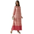 thumbnail image 1 of Printed Viscose Maxi Dress with Crew Neck, 1 of 7