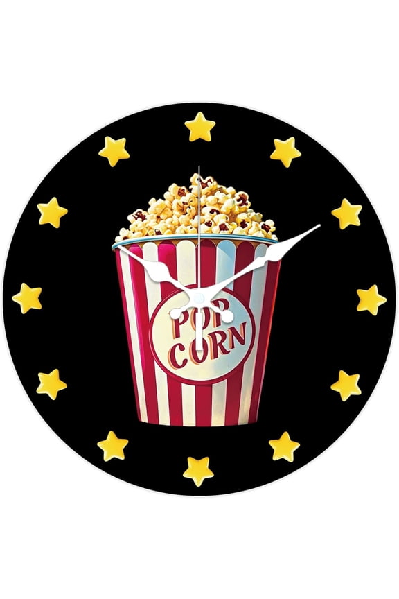 Printed Wall Clock for Home Living Room Bedroom Decoration Flat Round Popcorn 300mm