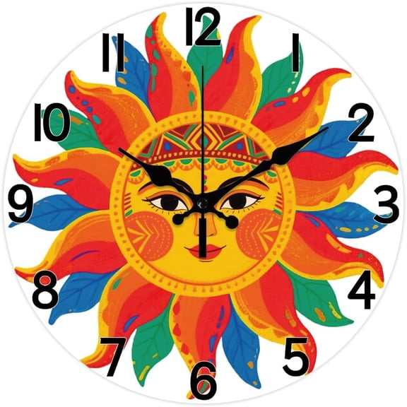 Printed Wall Clock for Home Living Room Bedroom Decoration Flat Round Sun 300mm