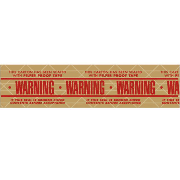Printed "Warning Pilfer Proof Tape" Reinforced Kraft Gummed Tape 3" x 450' Case of 10 Rolls