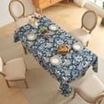 thumbnail image 1 of Printed Waterproof Fabric Tablecloths, Easy Care Dining Table Covers, 60x102 - Jacobean Navy, 1 of 3