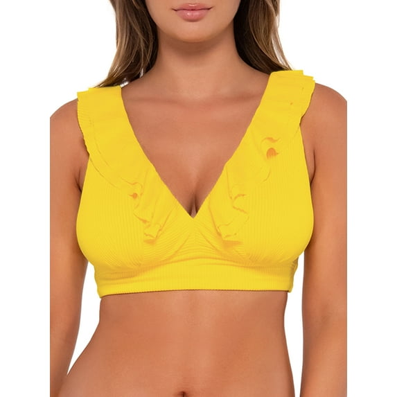 Printed Willa Ruffle Wire-Free Bikini Top Swimsuit
