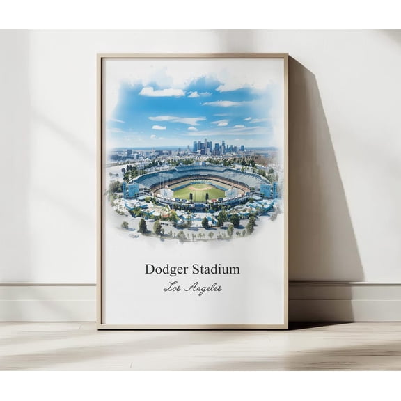Printed artwork of Dodger Stadium, Los Angeles | World Series baseball wall art | 24x36 UNFRAMED