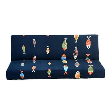 Printed futon cover, polyester furniture protection, elastic polyester stretch Color fish