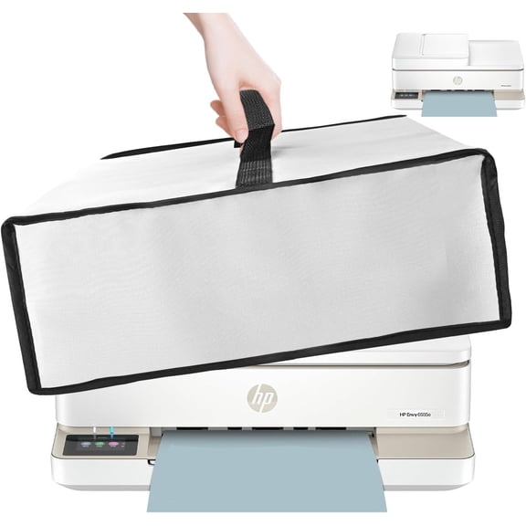 Printer Cover for HP Envy 6555e Wireless All-in-One Color Inkjet Printer, Waterproof Anti-Static Dustproof Thick Printer Dust Cover, Printer Accessories & Protector Case (Silver)