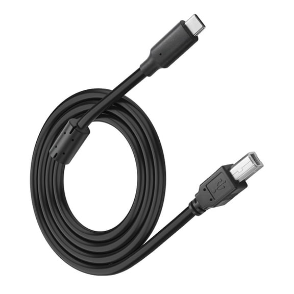 Printer Data Cable Type C to USB-B, USB 2.0 Transfer Cord for Scanner and Printer Setup, Black PVC Plug and Play