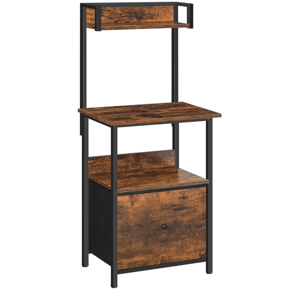 Printer Desk Rustic Brown,black 3 Tier Storage Stand for A4/Letter Files Office Use
