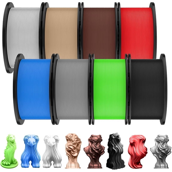 Printer Filament Bundle 1.75mm Multicolor Matte or Silk PLA Filament Printing Material for Halloween Thanksgiving Day Christmas Easter Holiday Crafting Decorations(Metallic Color)
